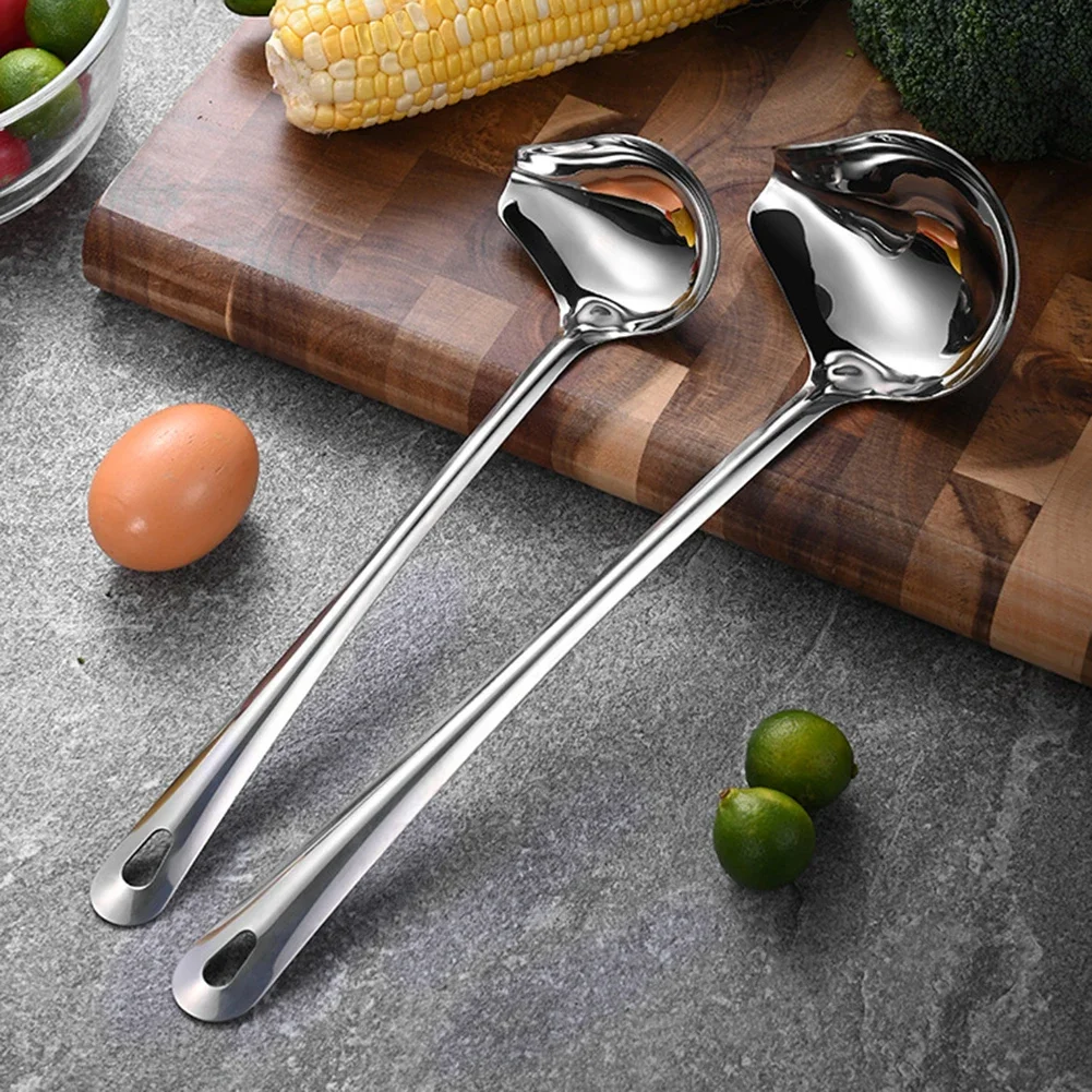 Soup Ladle Mirror Polish With Pour Spout Cooking Tool Drizzle Spoon For Gravies Hot Pot Chocolates Serving Sauce Dressings