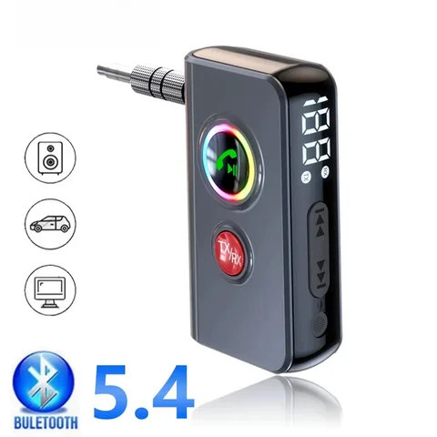 2 in 1 무선 Bluetooth 5.4 수신기 송신기 어댑터 AUX 오디오 어댑터 자동차 이어폰 TV 스피커 용 핸즈프리 3.5mm 잭
