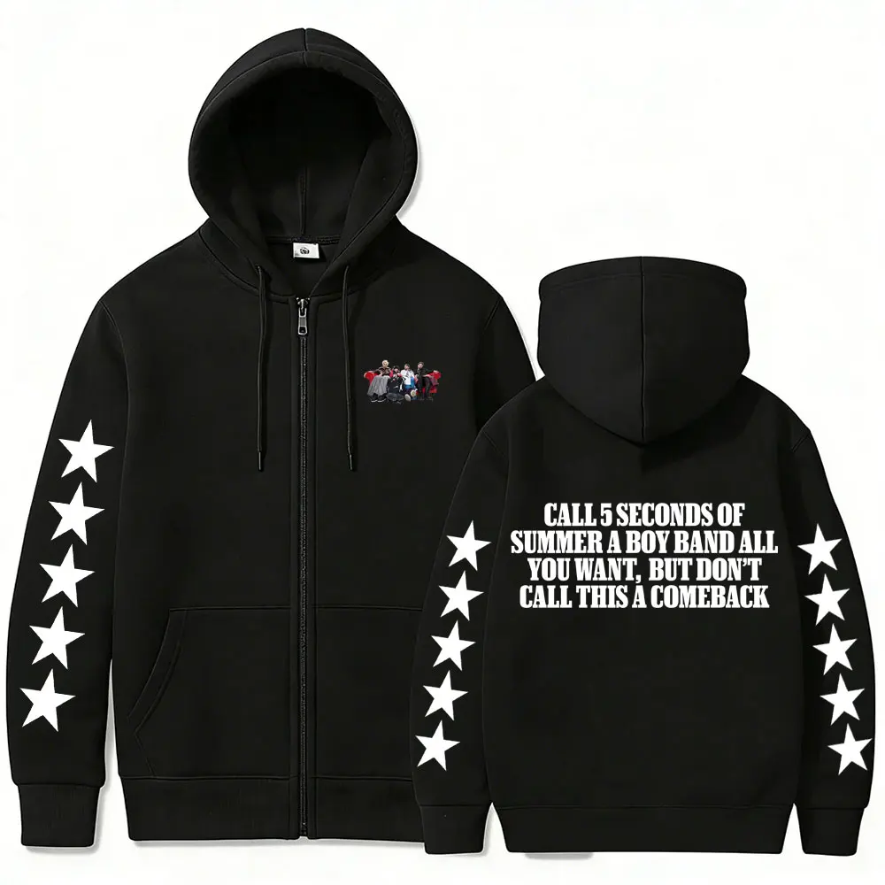 

5 Seconds of Summer Everyone's A Star Graphic Zipper Hoodie Men Women Fleece Cotton Sweatshirt Fashion Punk Rock Zip Up Jacket