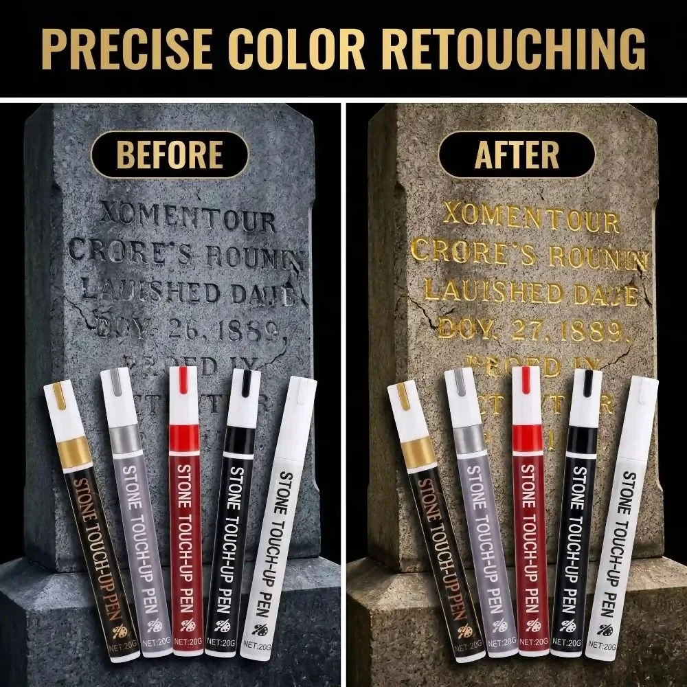 Gold Color Tombstone Touch Up Paint Pen Waterproof Oil-Based Tombstone Inscription Pen Weather Resistant Extra Large Capacity
