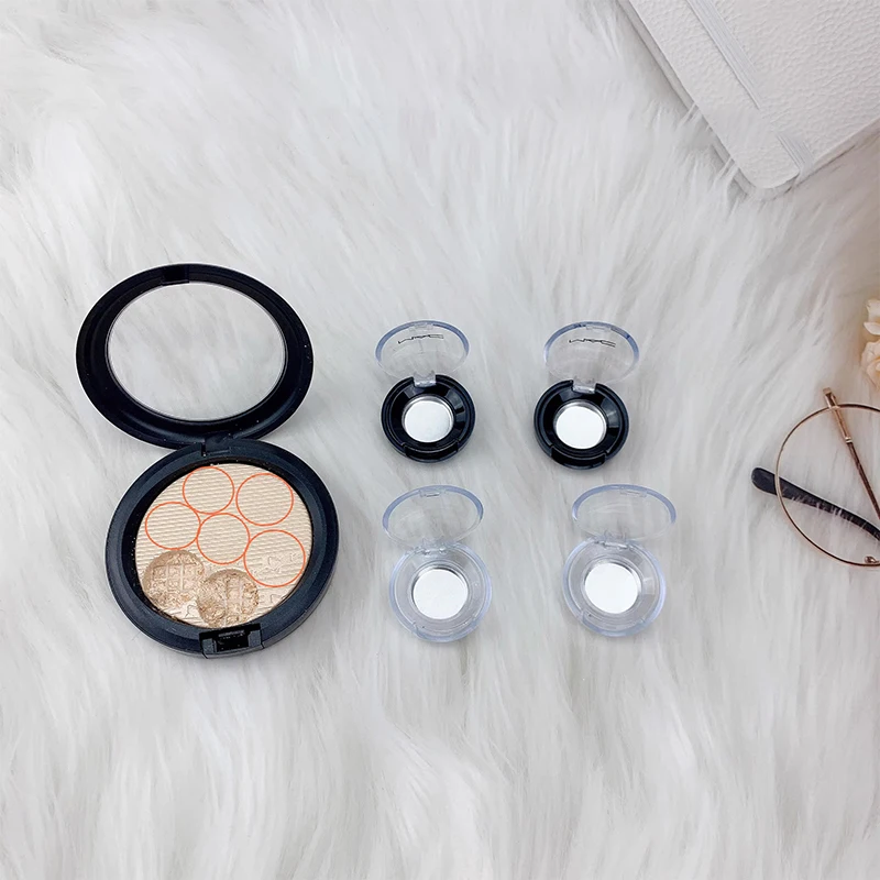 علبة ظلال عيون مستديرة فارغة ، موزع مكياج أساس قابل لإعادة الملء مع لوح ، صندوق أحمر شفاه أحمر شفاه ، لوحة صبغ #1