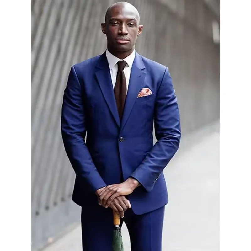 

Мужской комплект из 2 предметов королевского синего цвета, приталенный фрак жениха, свадебный комплект, лучший мужской праздничный комплект