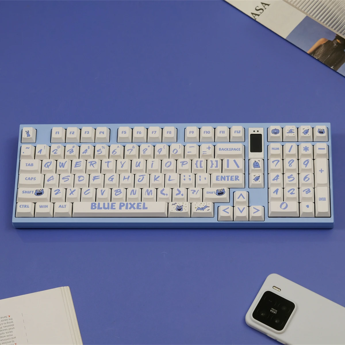 

Колпачок для клавиатуры Blue Pixel PBT, оригинальная высота, сублимация, механическая клавиатура, набор «Пьяный олень», дождь 75