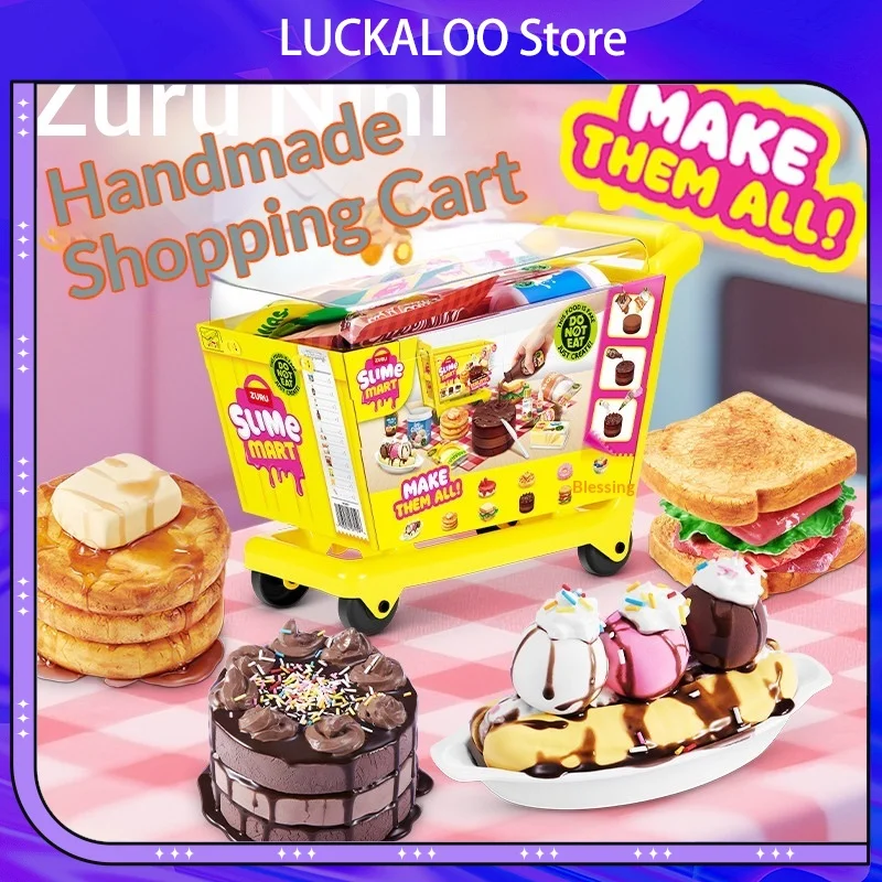 Zuru Mini Slime Mart Shopping Cart Blind Box DIY Handmade Food Slime Kit Pretend Play Kids Creative Gift Toy