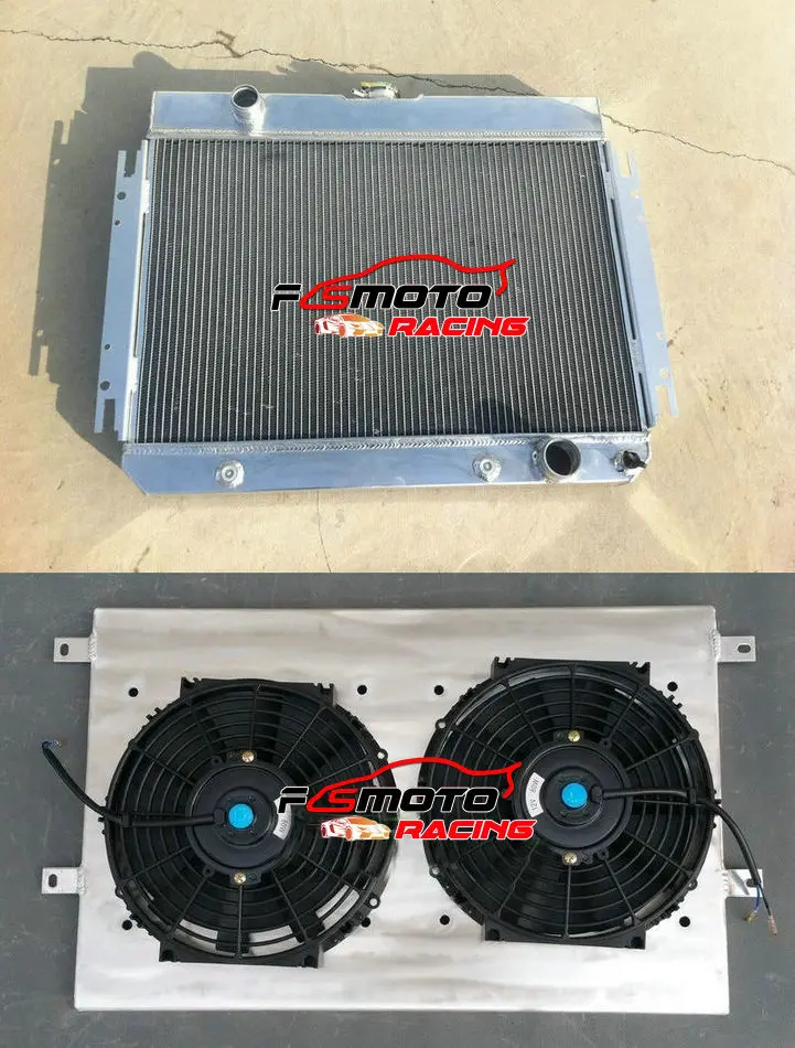 3Row Aluminum Radiator + Shroud + Fans For Chevy Chevelle/El Camino  Biscayne / Impala V8 1963 1964 1965 1966 1967 1968