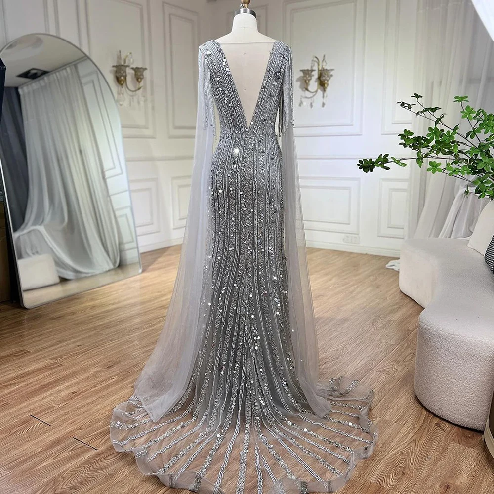 green emerald velvet dress Beaded Illusion Long Sleeve Gown by Elizabeth K GL1506 – ABC Fashion main image 1