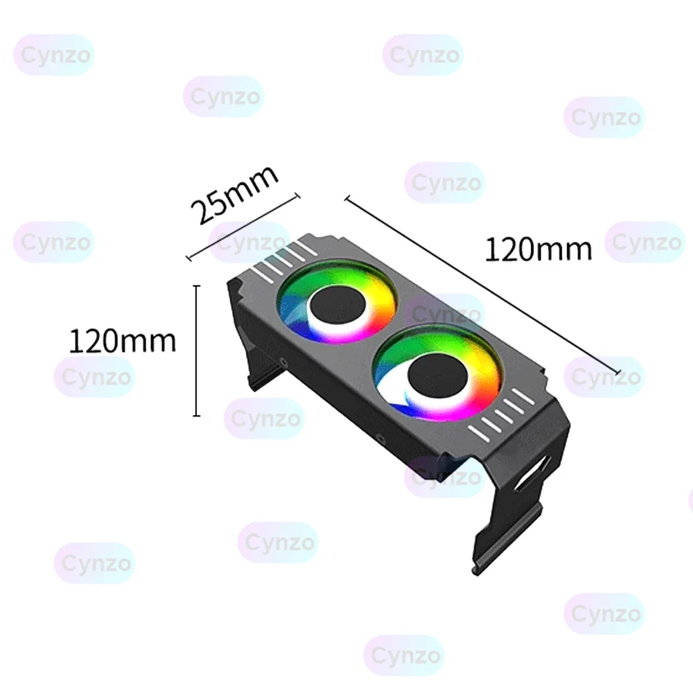 مشعاع ذاكرة الوصول العشوائي للكمبيوتر ARGB 5V AURA مبرد الذاكرة المتزامن منخفض الضوضاء للتحكم في درجة الحرارة مروحة مزدوجة 6 سم