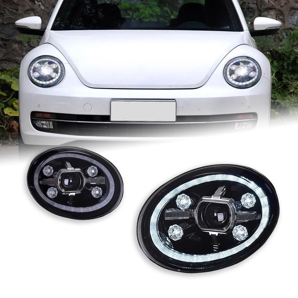 

LED Headlight Assembly for Volkswagen vw Beetle 13-20 Modified Daytime Running Light dynamic Turn signal