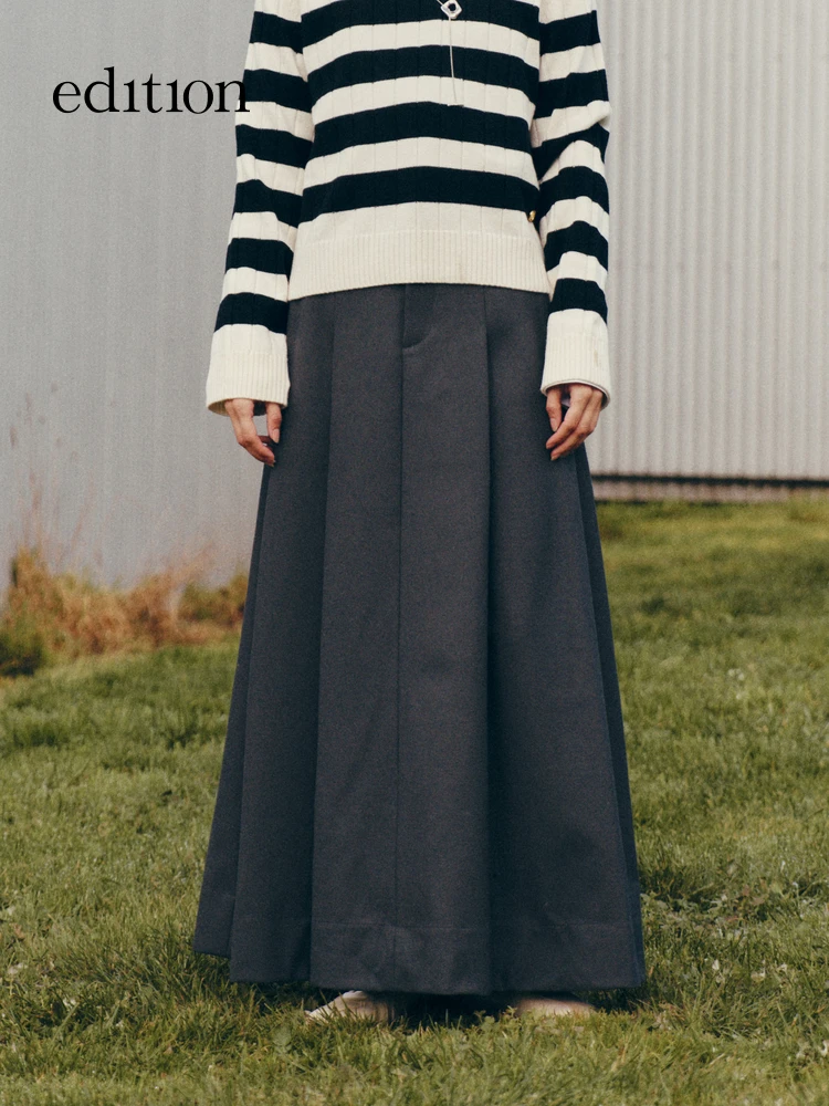 

Новая осенняя коллекция: юбка-миди из смесовой шерсти с отстегивающимся поясом, удлиненная, из полиэстера и шерсти, серия Traceable Wool