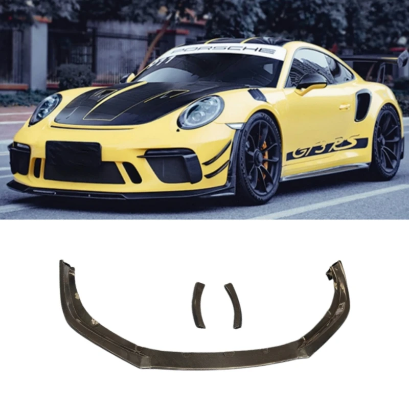

For Porsche Carrera 911 991.2 GT3RS 2018 2019 2020 Real Carbon Fiber Front Lip Bumper Spoiler Chin Front Side Splitter Body Kit