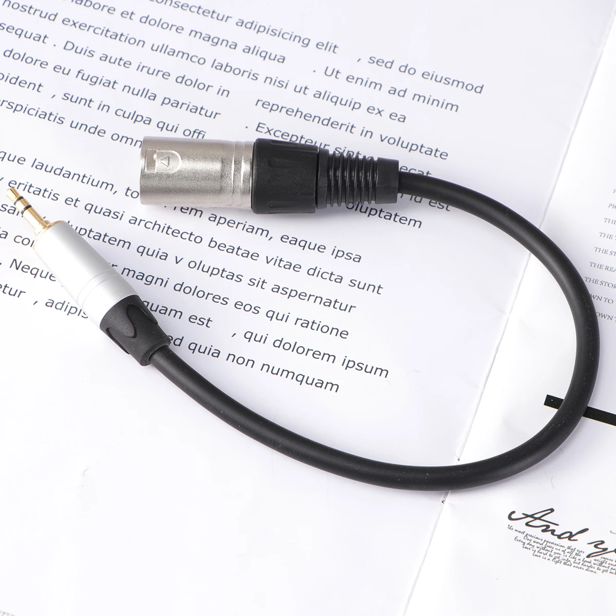 

0.3m Stereo 3.5mm Male to XLR Male Plug Audio Speaker Amplifier Microphone Mic Adapter Cable TC210KM173 (Black)