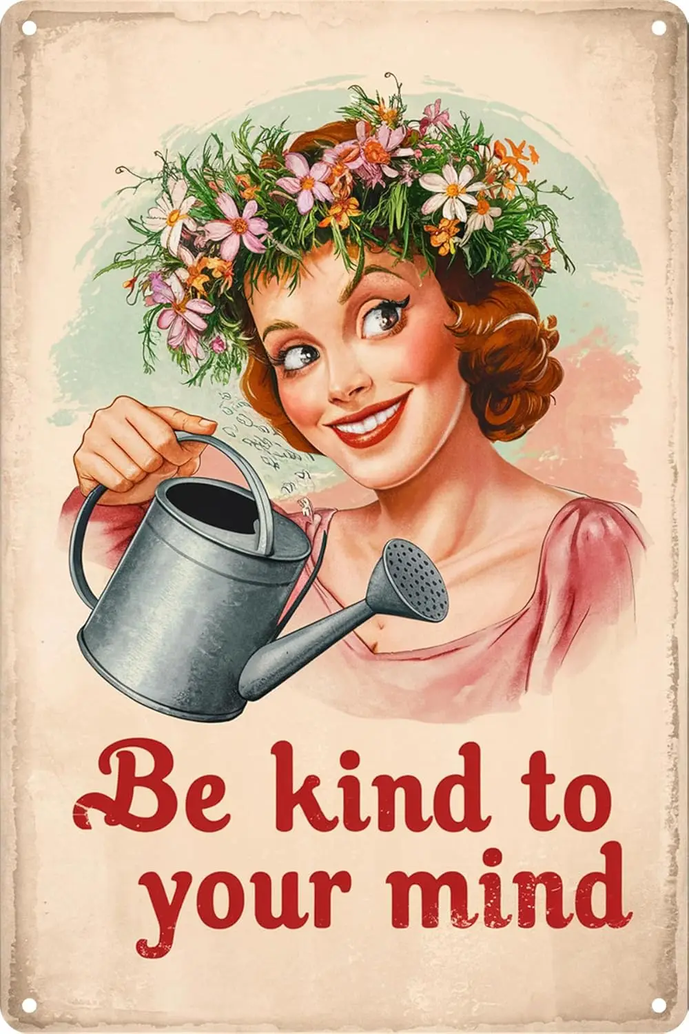 Be Kind to Your Heart Vintage Metal Tin Sign Hippie Wall Art Encouragement Gift for Women Home Office Bedroom Living Room Cafe W