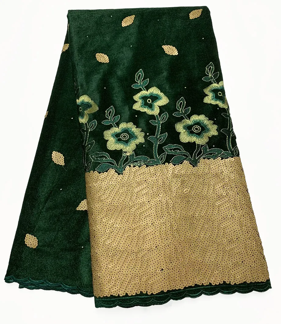 

5 ярдов африканского бархатного кружева с блестками и сетчатыми краями вышивки, милая мягкая ткань для шитья