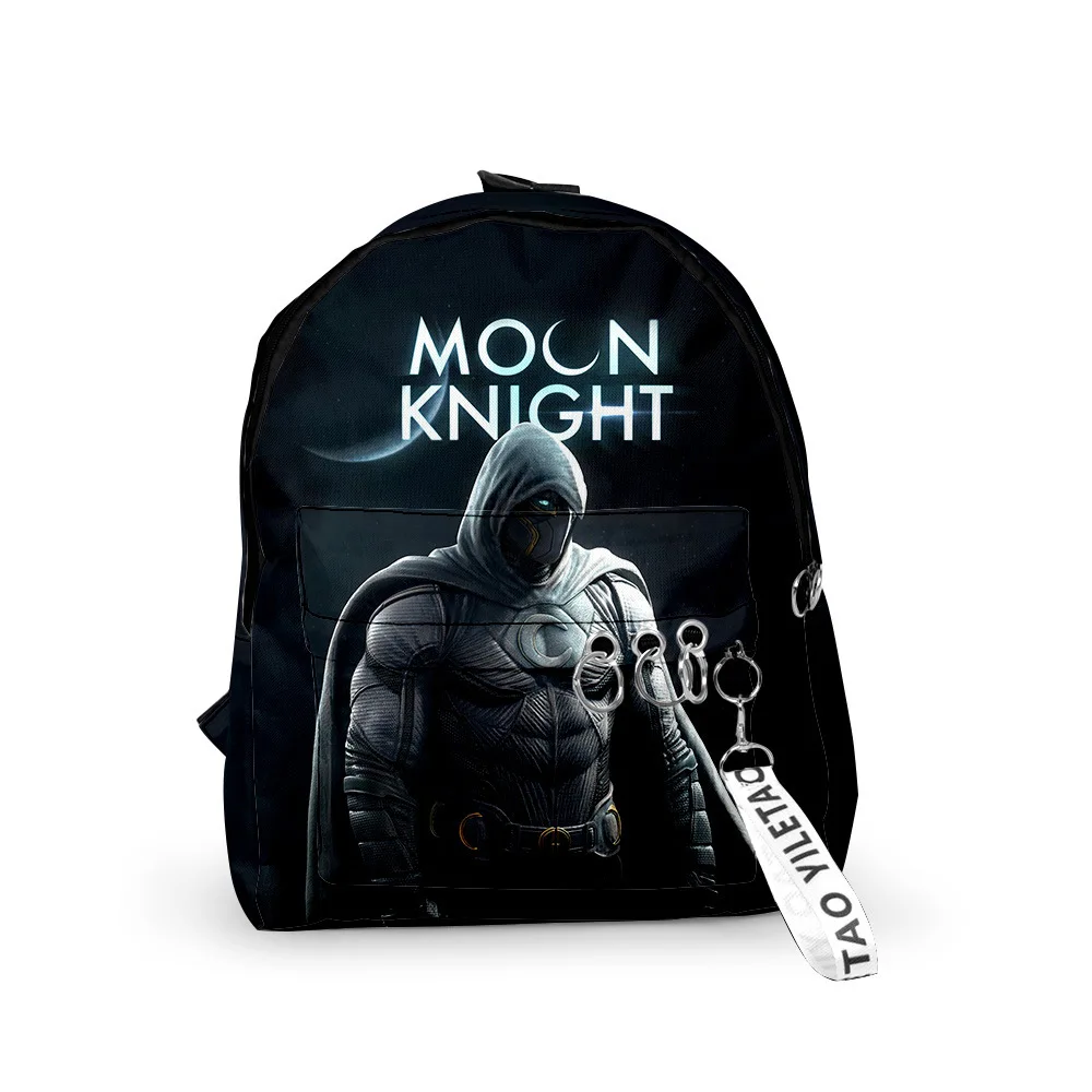 

Модные популярные рюкзаки Moon Knight для мальчиков и девочек, школьные сумки с 3D принтом, брелки, оксфордские водонепроницаемые милые маленькие рюкзаки