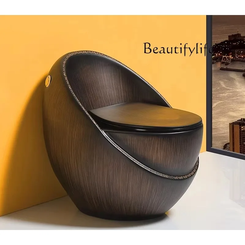 

c New wood grain toilet stone grain toilet ceramic creative personality color egg toilet water saving large diameter ceramic