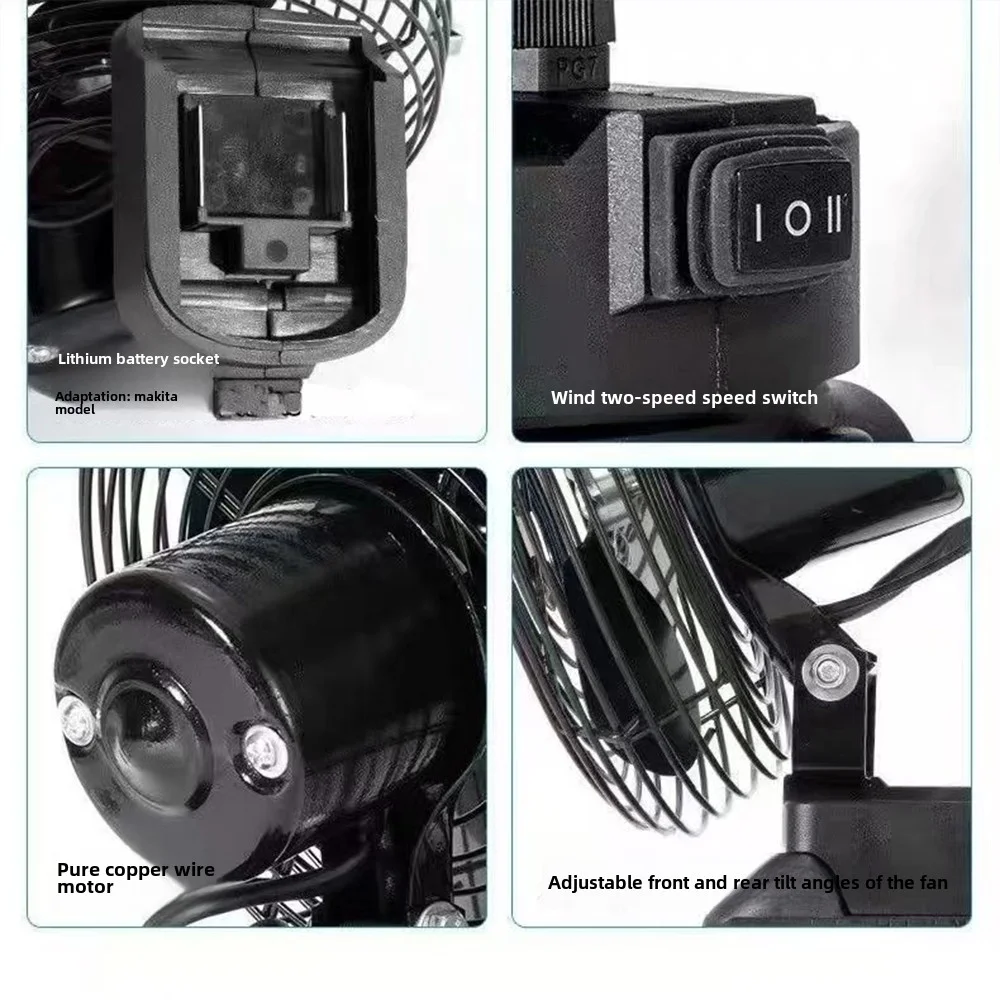 20000mAh مروحة التخييم 6 بوصة اللاسلكية في الهواء الطلق الصيد سطح المكتب المحمولة مروحة معدنية مروحة الرياح القوية مع 2 بطارية لا USB