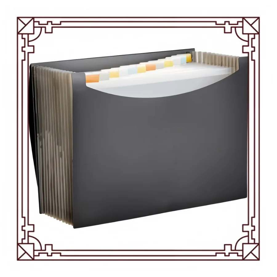 

Black Expanding File Folder Letter Size - Multi-Pocket Organizer for Office & School
