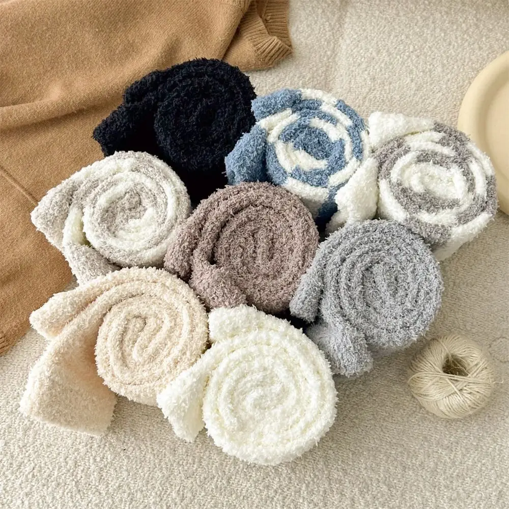 Kawaii Addensare Caldo Tubo Lungo Calzino Copertura Semplice Calze Pavimento Peluche Calze Scaldamuscoli Stripe Coral Fleece Calze Autunno