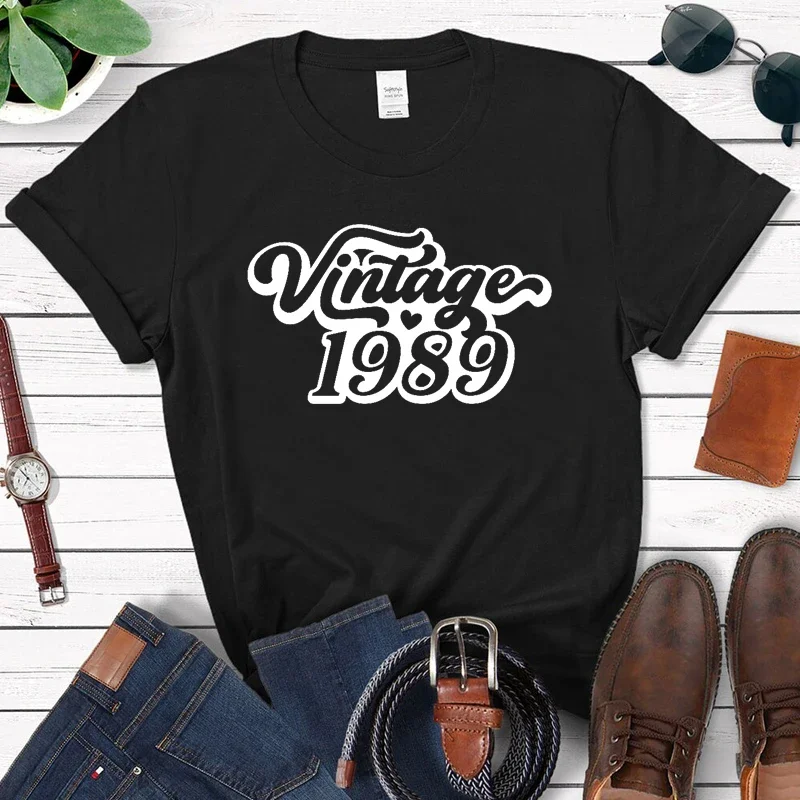 

Vintage 80s 35th 35 Years Old Birthday Party Unisex T Shirts Cotton High Quality Graphic Tee Retro Tshirt Harajuku 80s Tshirts