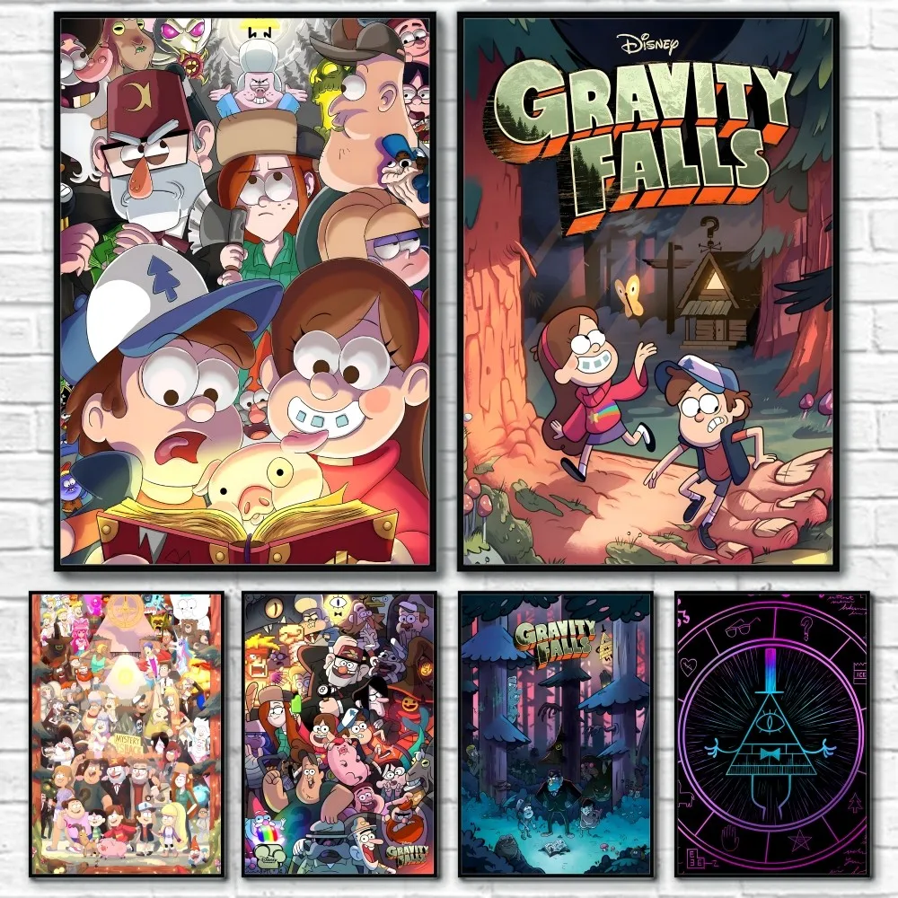 Classic Gravity Falls Movie Poster Sticky Wall Art Printing Waterproof Home Living Bed Room Bar Aesthetic Decor