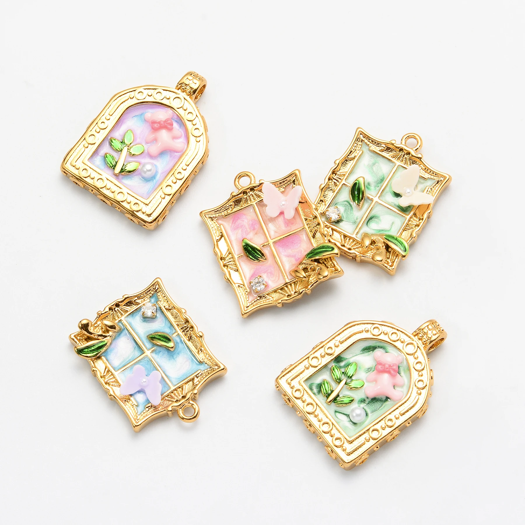8Pcs Wholesale Vintage Flower Rose Enamel DIY Charms for Earring Necklace Jewelry Making Handmade Pendant