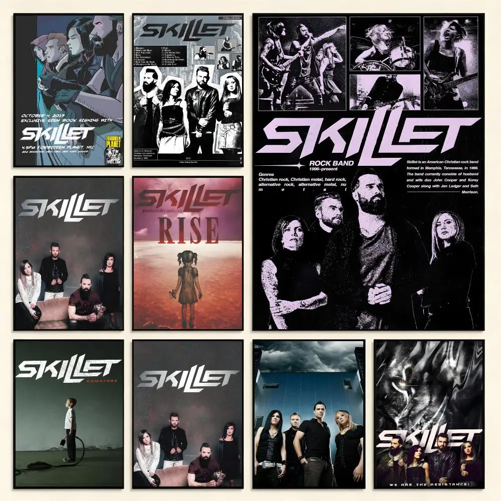 Band Rock S-Skillet Poster Digital Solvent Print Waterproof PP Fade-Resistant Wall Art Room Decor Gift