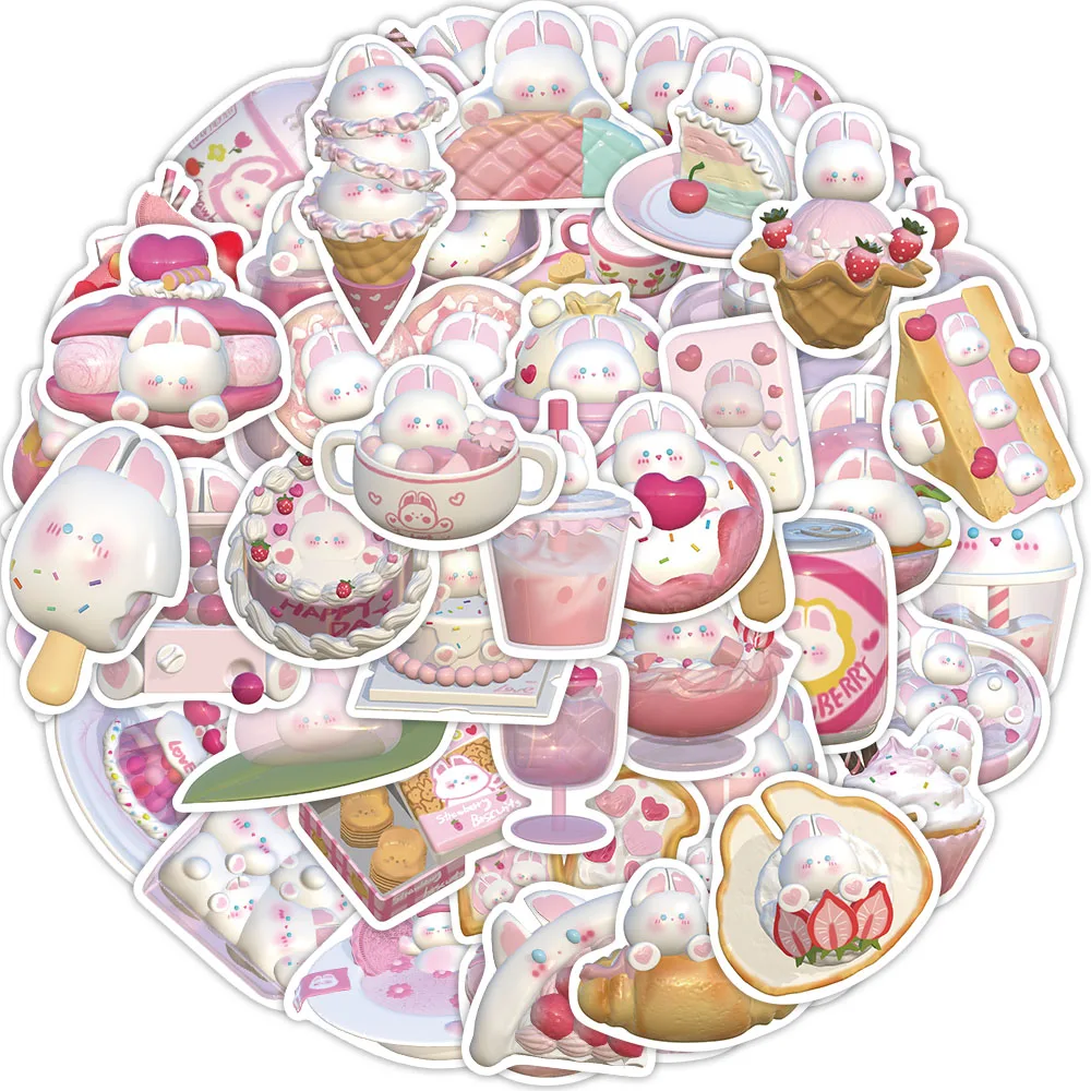 50PCS Cartoon Pudding Rabbit Treasure Graffiti Stickers Decorative Guitar Phone Case DIY Luggage Laptop Waterproof Stickers
