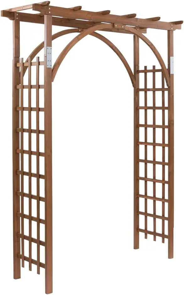 Wooden Garden Arch Arbor Trellis Decorative Outdoor Archway Wood Pergola Framework For Climbing Plants Flowers Lawn Backyard Wedding Party Decor Natural 1 Pack
