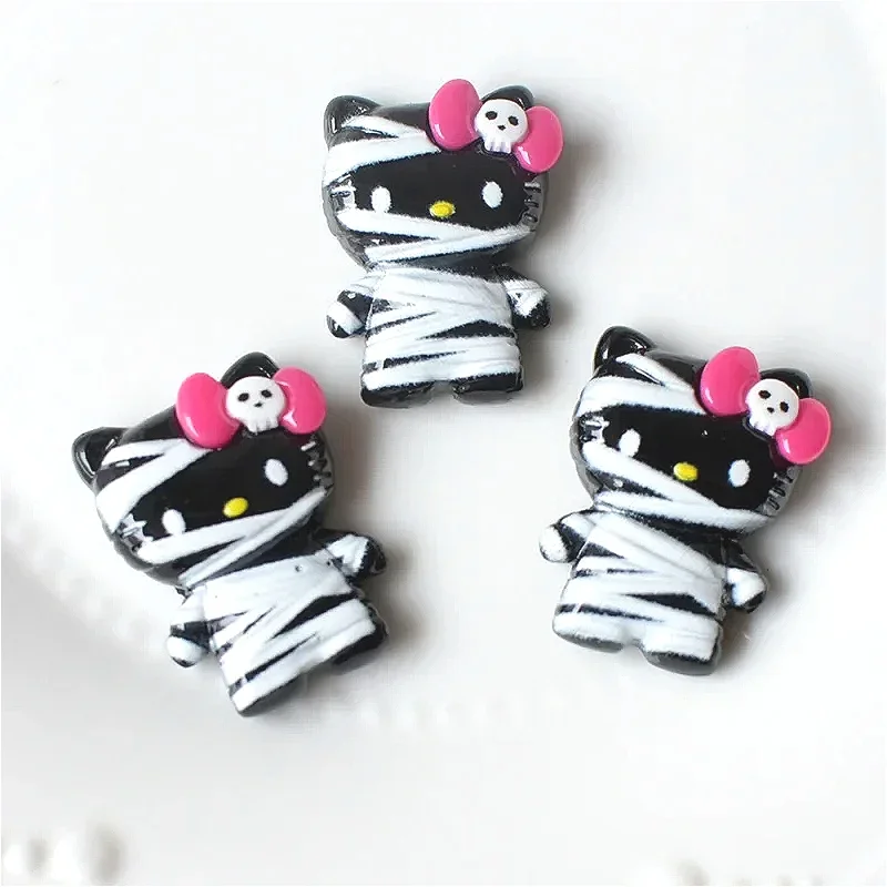 10Pcs Mummy Halloween HelloKitty Phone Case Resin Accessories Cartoon Ghost Pumpkin Bat Cute Jewellery Hairpin Diy Decor Crafts