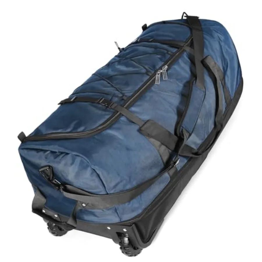 

110L Expandable to 140L 32" Foldable Oxford Soft-Sided Rolling Duffle Bag with 2 Heavy-Duty Wheels, 3 Large Compartments, Adjus