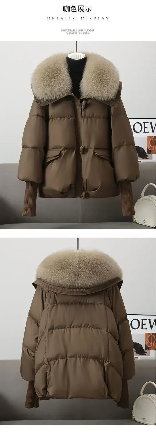 2025 Winter Neue Unten Kurze Gepolsterte Jacke Frauen Parkas Pelz Kragen Dicke Baumwolle Mäntel Kleidung Schwarz Casual Oberbekleidung Weibliche neue – Detail 8