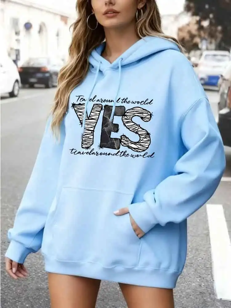 Damska bluza z kapturem Harajuku, nowa, codzienna bluza dresowa, modna bluza polarowa z kieszenią, wygodna odzież damska, trend uliczny, ubrania Y2K