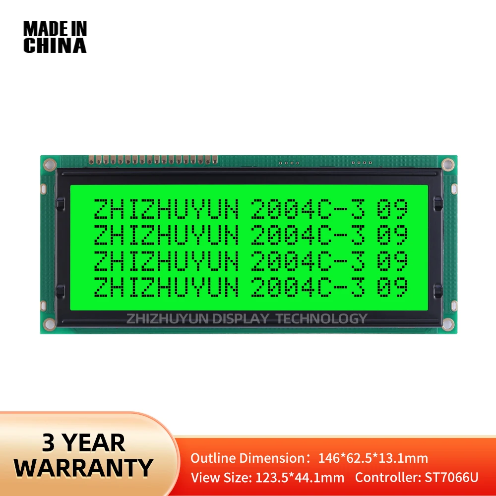 

LCD2004 Large Character Dot Matrix LCD Display Screen Emerald Green Light Black Characters 2004C-3 Large-Sized Module LCM Module