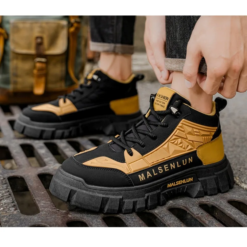 

Men's Work Boots with Multi-color Flat Durable and High-quality with Laces for Secure Fit Anti-slip Function Large-sized Shoes