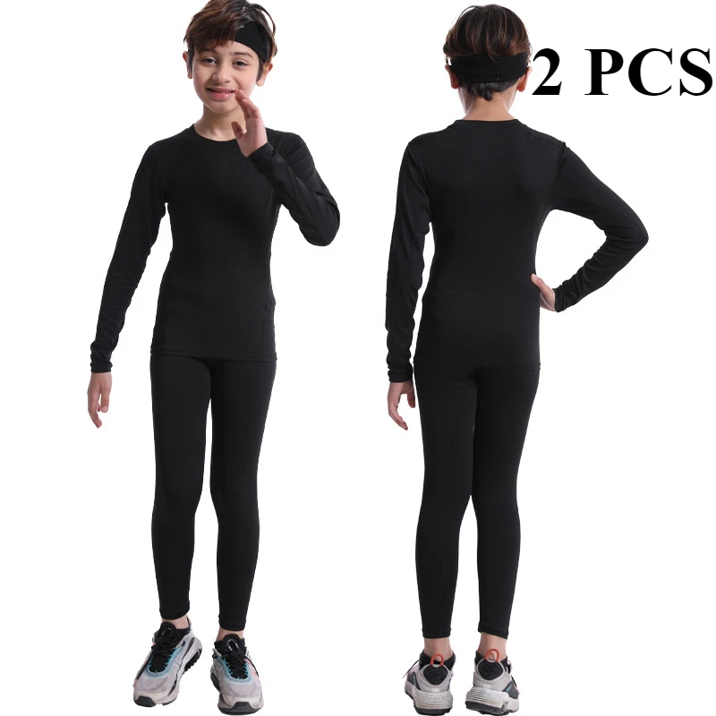 

High Elasticity Kid's Compression Sportswear Suits Gym Tracksuit Jogging Running Set 2025 Summer Boy's Gym Clothing