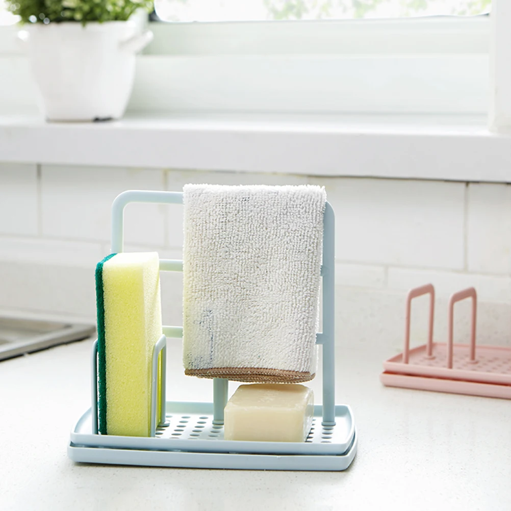 Dishcloth Holder Sponge Suction Rack Kitchen Drain St Plastic Drainer Lightweight Easy Clean Space Saving ganized