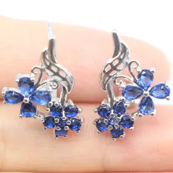 Buy 4 Get 1 Free 21x14mm 3.9g Pretty Tanzanite Green Amethyst Purple Amethyst London Blue Topaz White Silver Earrings