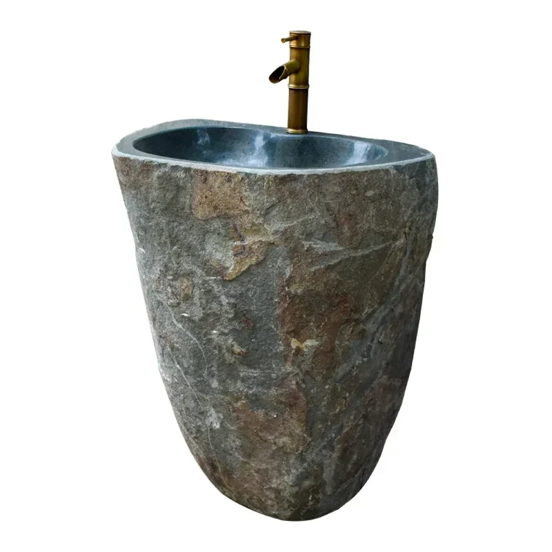 

Outdoor Natural Stone Wash Basin Courtyard Integrated Floor-Standing Pedestal Basin B & B Garden Whole Stone Pool Pebble