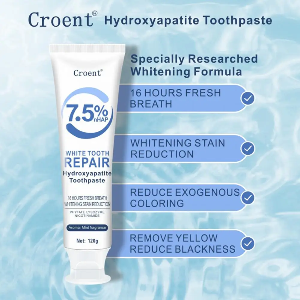 

Гидроксипазитная зубная паста Нежная мята Дыхание Освежающая отбеливающая зубная паста Интенсивает удаление пятен Уход за полостью рта