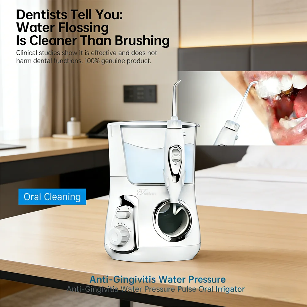 

800ML Electric Oral Spa Therapy Machine Water Flosser 10 Modes 5 Jet Nozzles Desktop Dental Irrigator for Home
