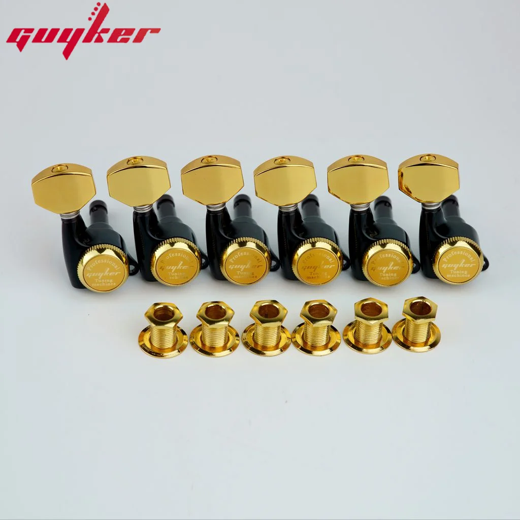 GUYKER Guitar Locking Tuners Electric Guitar Machine Heads Tuners Black Gold Guitar Tuning Pegs