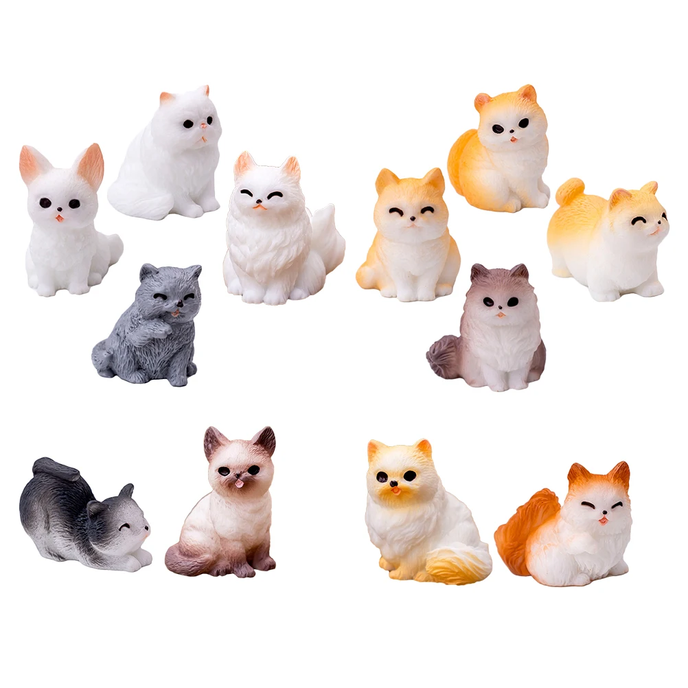 

12 Pcs Decoration Miniature Figurines for Kids Animal Small Indoor Resin Cats