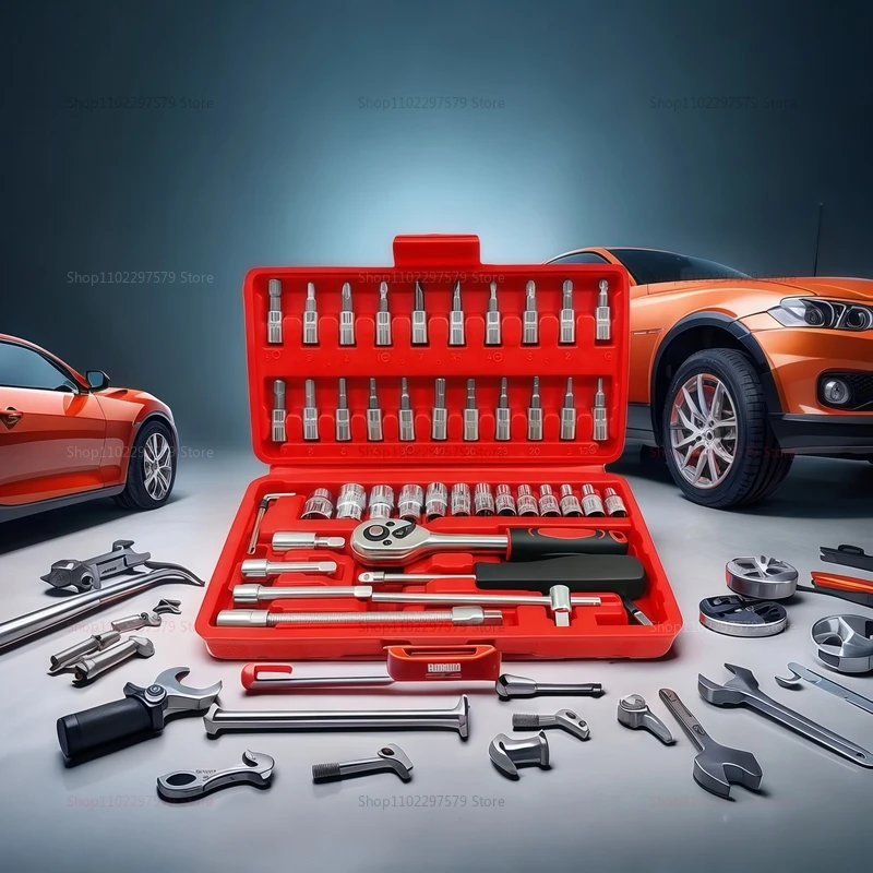 46 stücke Steckschlüssel Set Auto Reparatur Tool Kit Haushalt DIY Ratsche Schraubendreher Auto Reparatur Hardware Toolbox