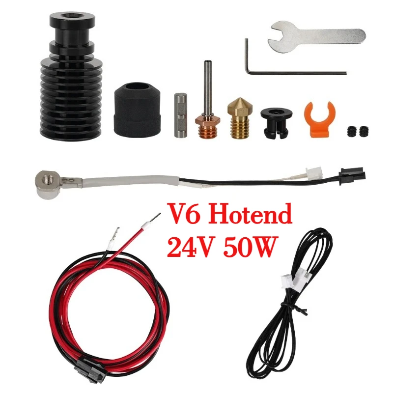 

24В 50Вт хотэнд V6 для 3D-принтеров Voron 0.1/0.2/2.4, биметаллический сопло, керамический нагревательный элемент, печатающая головка для Prusa Ender3 CR10 MK3S