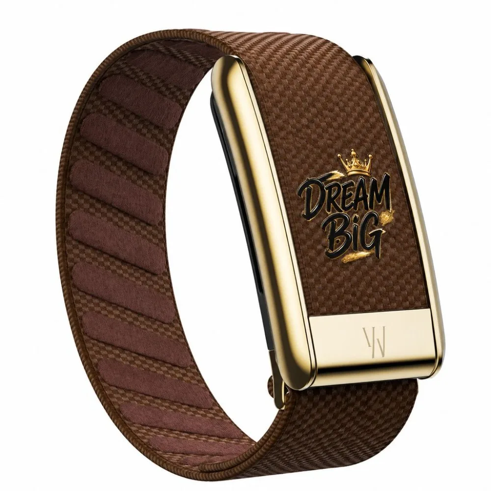 WHOOP 5.0 MG Compatible Gold Crown Letter Print Elastic Nylon Woven Metal Sport Strap