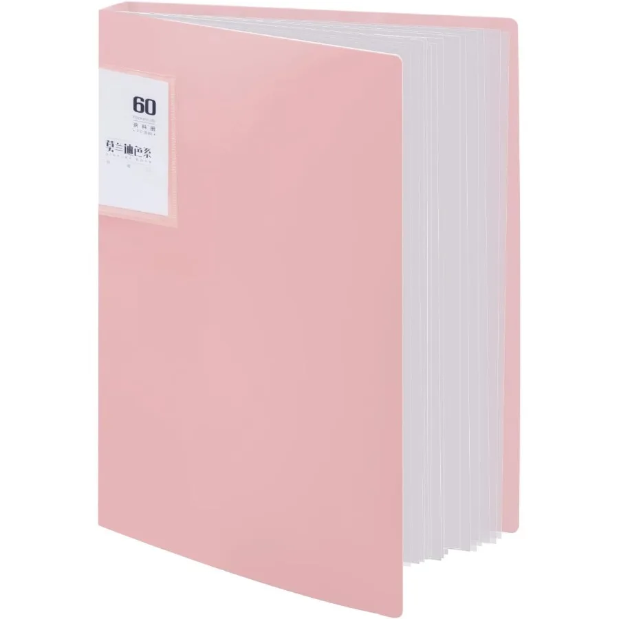 

Pink 60 Pocket Binder with Plastic Sleeves 8.5 x 11.8 Portfolio Folder with Clear Sheet Protectors Display 120 Pages Document P