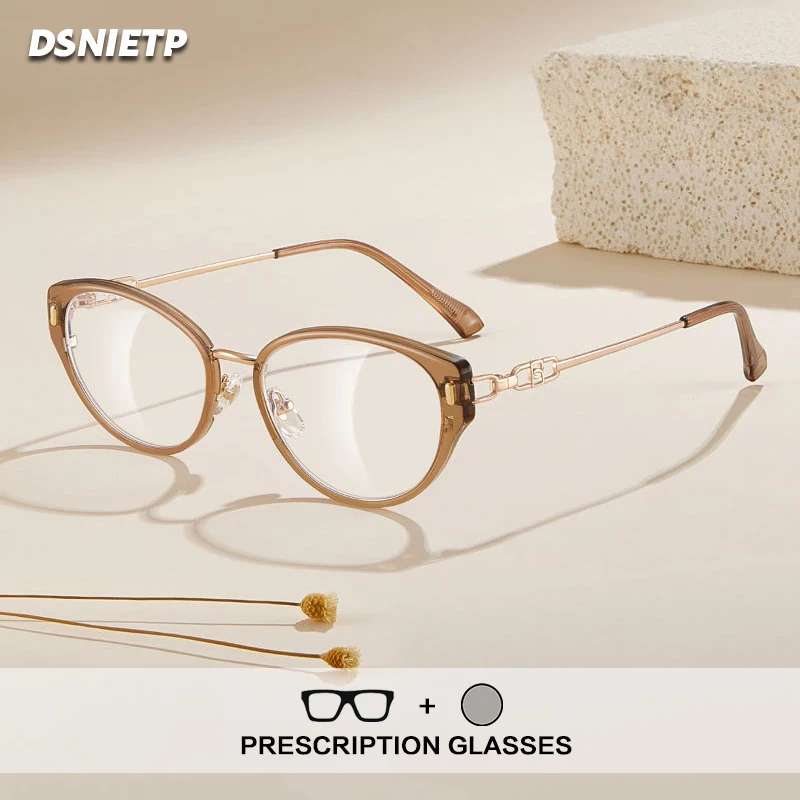 

Fashion Reading Glasses Women Quality Cat Eye Photochromic Anti Blue Light Prescription Glasses Myopia Progressive Brand Eyewear
