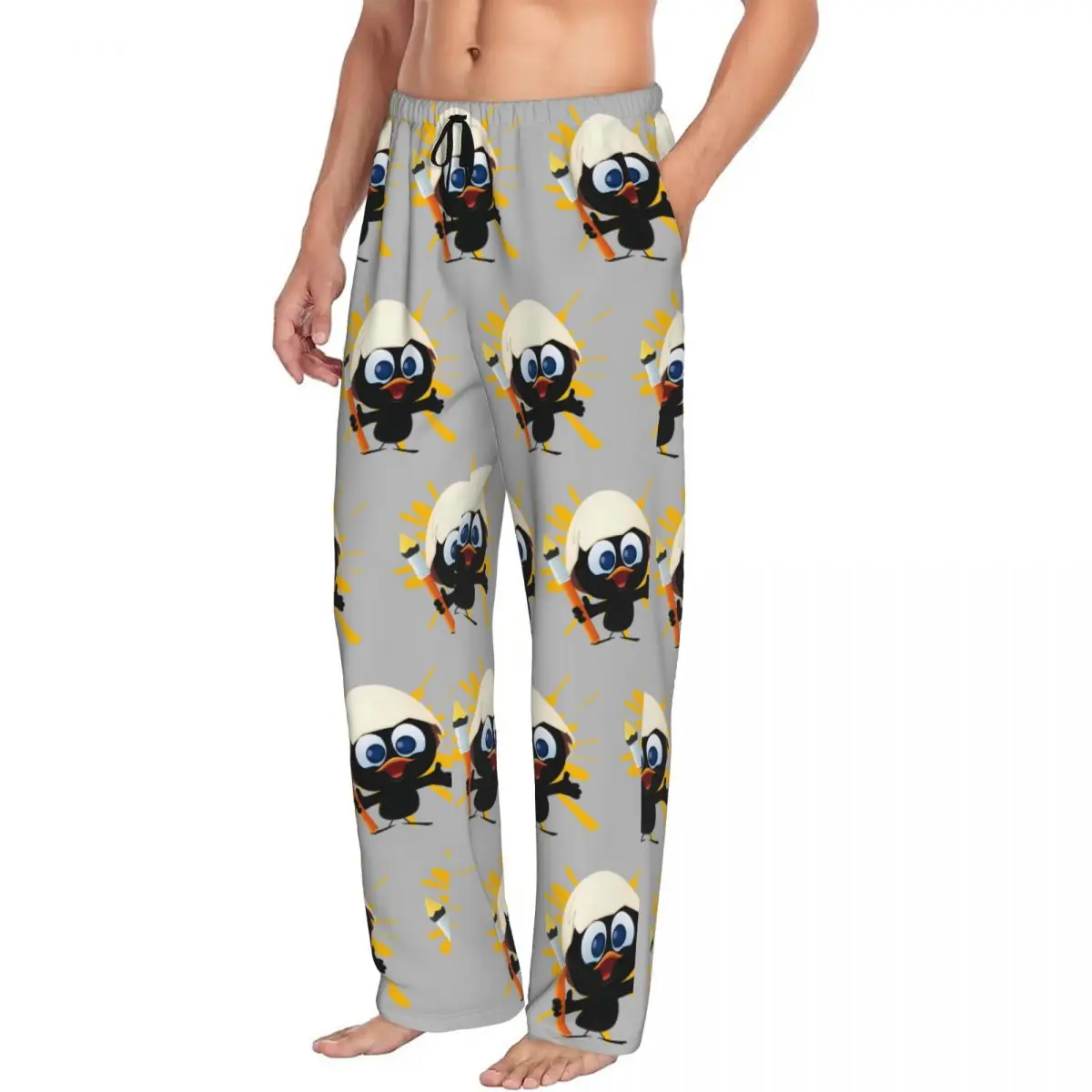 Custom Print Men's Calimero Pajama Pants Cute Cartoon Sleepwear Sleep Lounge Bottoms with Pockets