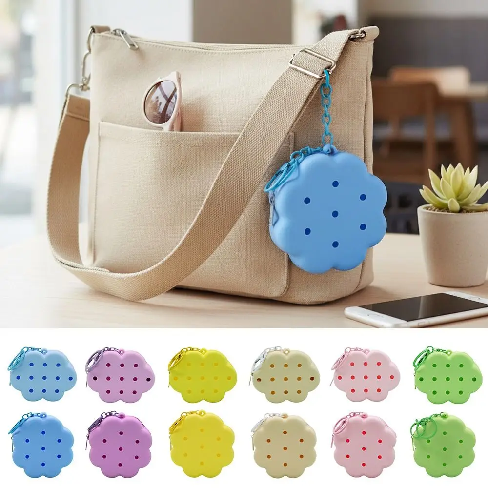 Niedliches Design Wolken-Blumen Silikon-Geldbörse Weiche Silikon-Mini-Geldbörse mit Reißverschluss Süße Löcher Kartenhalter Reise-Aufbewahrung