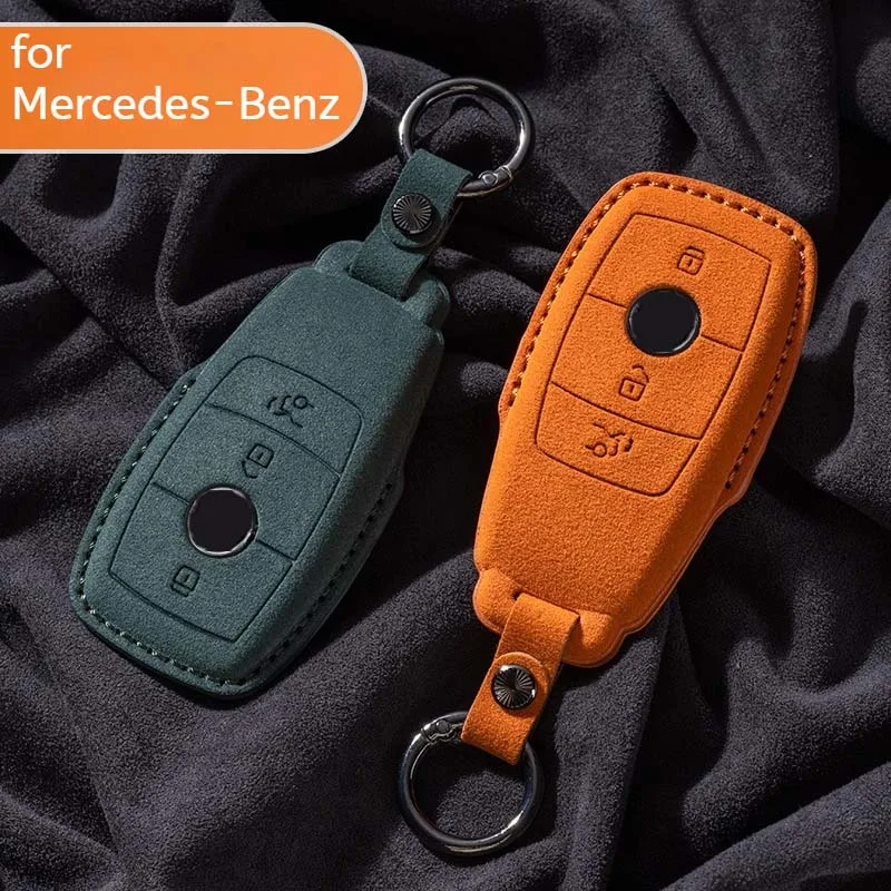 

Suede Key Case Cover Fob for Mercedes Benz AMG W204 W205 W212 W463 W176 GLB 2024 CLE A B C E Class GLS GLA GLK GLC Accessories